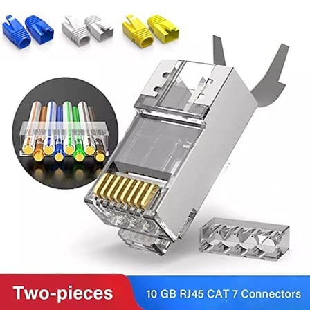 Q-J710M Cat7 Metal Konnektör Rj45 CAT7 Jack + Ayraç 10luk Paket