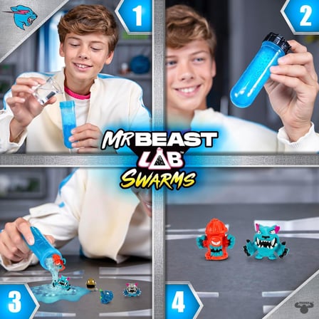 Swarms Lab Pack, Su Ekleyerek Deney Yapın, Test Tüpünü Sallayın ve 1 "MrBeast Koleksiyon Karakterinden 5 PK Açığa Çıkarın, 100+ Toplanacak, Sınırlı Sayıda Hiperkrom Panter'e Dikkat Edin