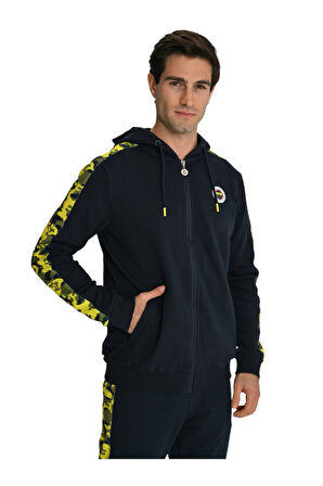 Fenerbahçe Lacivert Tribün Lazer Baskılı Kamuflaj Detaylı Erkek Sweatshirt