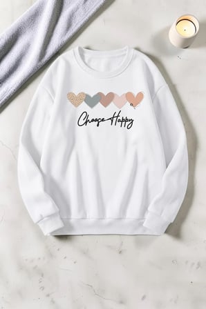 Unisex Baskılı Bisiklet Yaka Sweatshirt