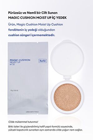 Aydınlık Görünüm Sunan SPF50+ PA+++  Cushion Fondöten 15g Magic Cushion Moist Up no.21 (İç Yedek)