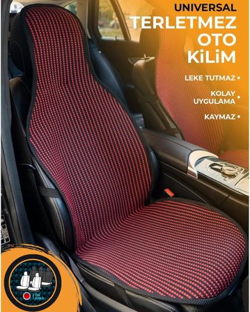 Oto Koltuk Koruyucu Kılıf Terletmez Kilim Seti 2 Ön+1 Arka 3lü Set Universal Kırmızı