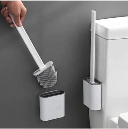 Duvara Yapıştırılabilir Silikon Wc Fırçası,İnce Aralara Girebilir Silikon Klozet Fırçası (Beyaz)