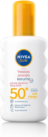 NIVEA SUN SPF50 Hassas Ciltlere Özel Çok Yüksek Güneş Koruyucu Sprey 200ml, Güneş Alerjisine Karşı Etkili,Kokusuz