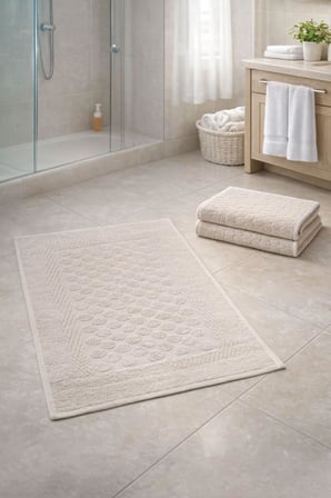 Elif Mira Banyo Ayak Havlusu Seti,%100 Pamuk, Çok Renkli, 50x70 cm, 3'lü Set, Düz Desen, DamaTouch (Bej)