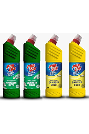 Porçöz Yoğun Kıvamlı Çamaşır Suyu Bahar Tazeliği+Yaz Yağmuru 750 ml 4'lü Set