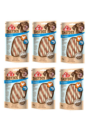 8in1 Tasties Twisters Tavuk ve Balıklı Köpek Ödülü 85 Gr. X 6 Adet