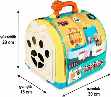 VARDEM Taşıma Çantalı Hareketli Pilli Köpek Seti, Pet Shop Oyuncak Köpek, Sesli ve Yürüyen Evcil Hayvan Oyuncağı, Aksesuarlı Çantalı Köpek Bakım Seti JND-3615