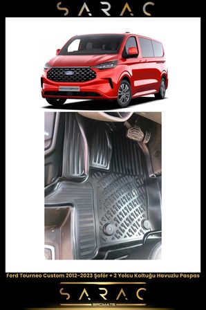 Ford Tourneo Custom Şoför 2 Yolcu Koltuğu 2018 Model Araca Özel 3d Havuzlu Paspas