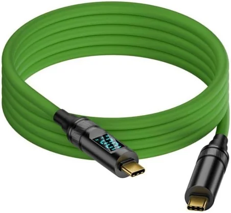 Type C To Type C 100W Hızlı Şarj 20Gbps Veri Transfer Hızı 8K60Hz Görüntü Aktarım Kablosu 2 metre Yeşil GRN-02