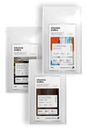 Chroma Coffee Signature Series Çekirdek Kahve Seti-2 %100 Nitelikli Arabica 3x250gr