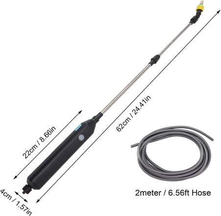 Otomatik Sulama Elektrikli Püskürtücü Değnek, USB Şarj Edilebilir Bitki Püskürtücü Teleskopik Sulama Değnek Bahçe Tesisi, Çim Bakımı (2 metre / 6.56ft Hortum)