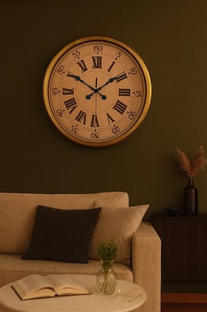52 cm Eskitme Metal Roma Rakamlı Duvar Saati iegxx