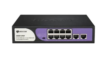 BDCOM S1000-8P2F 10 Port 10/100 8xPoE 90W 2x100 RJ45 Uplink Yönetilemez Switch