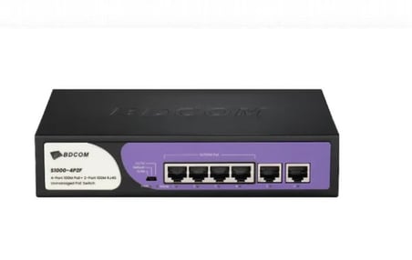 BDCOM S1000-4P2F 6 Port 10/100 4xPoE 60W 2xRJ45 Yönetilemez Switch