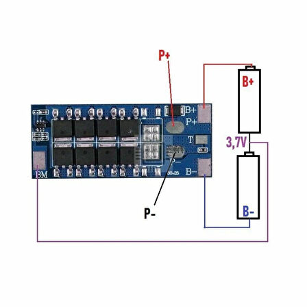 LiFePO BMS 2S 25A (Anlık 90A)  (Balanssız)