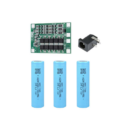 3 Adet Aspilsan Li-ion Pil, 3S 40A BMS ve 5,5x2,5 Dişi Soket
