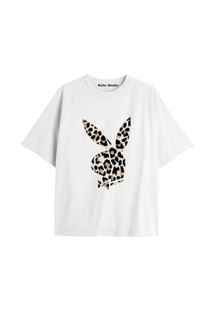 Y2k vintage Leopar Baskılı Sİyah T-shirt KOD 107