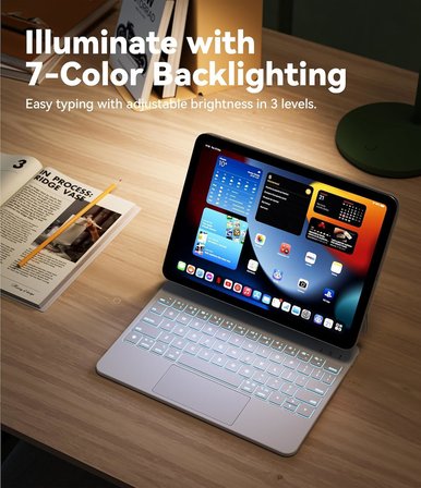 Ipad (A16) 2025/İpad 10.Nesil 2022 ile Uyumlu Magic Uyumlu Touchpad Işıklı Klavyeli Kılıf