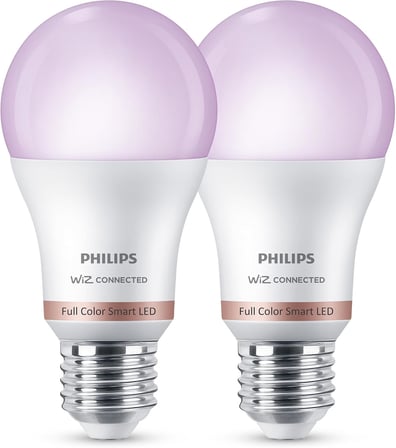 Philips Smart Lighting LED Ampul A60 E27 100W Eşdeğer RGB 2'li Paket - Google Home, Alexa, HomeKit ve Matter uyumlu