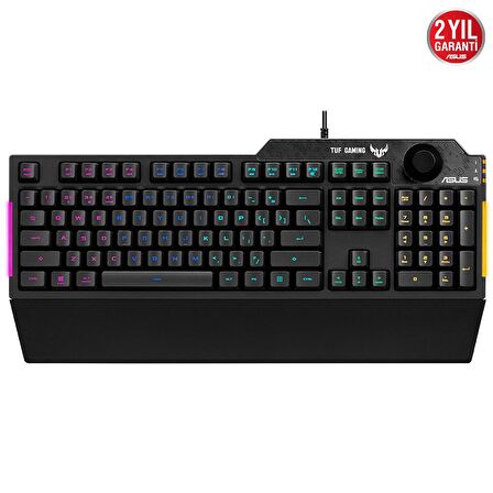 ASUS TUF GAMING K1 RGB MECH BRANE TURKCE OYUNCU KLAVYESI OZEL SES DUGMESI YAN ISIK CUBUGU ARMOURY CREATE OZELLIKLI SUYA VE TOZA DAYANIKLI