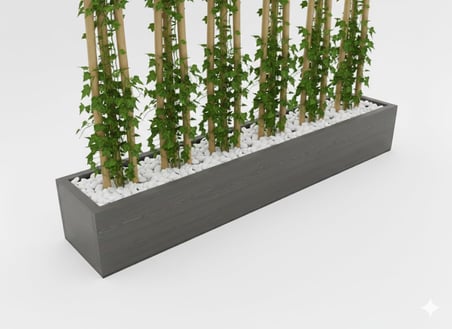 Antrasit Gri Ahşap Dekoratif Modern İnce Uzun Yatay Saksı 1 Metre