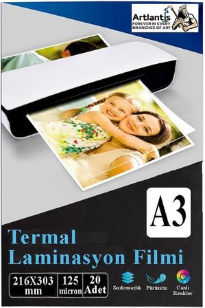 Laminasyon Filmi Parlak A3 20 li 1 Paket 125 Mikron Laminasyon Kaplama Pvc Kaplama Poşeti 20 Adet