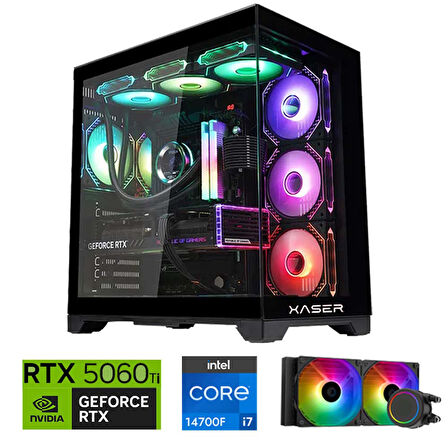 Xaser Lexus x360 i7 14700F 16GB DDR5 Ram 2TB M.2 NVMe SSD 8GB RTX5060 Ti Sıvı Soğutmalı Oyuncu Bilgisayar