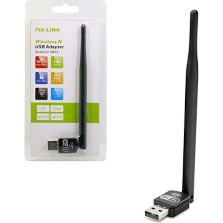 Pix-Link LV-UW10 Wifi Anten Adaptör 150Mpbs 5Dbi Uydulara Uyumlu