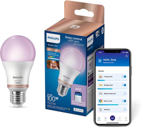 Philips Smart Lighting LED Ampul A60 E27 100W Eşdeğer RGB - Google Home, Alexa, HomeKit ve Matter uyumlu