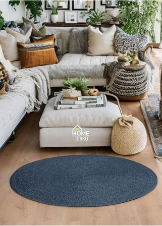 Jüt Paspas, Kilim, Halı, Kapı Önü Paspas, Yuvarlak Paspas, Mutfak Paspası, Banyo Paspası, Hediyelik 110 x 110 gri