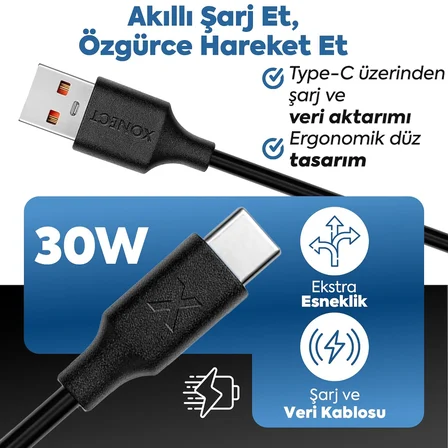 USB to Type-C ile Uyumlu iPhone ve Samsung ile Uyumlu Hızlı Şarj ve Data Kablosu 200 cm (Beyaz)
