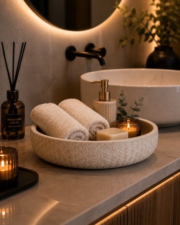 Dekoratif Beton Saksı 25 cm El Yapımı Çok Amaçlı Beton Kase Saksı Sukulent Bonsai Mumluk Meyvelik Organizer