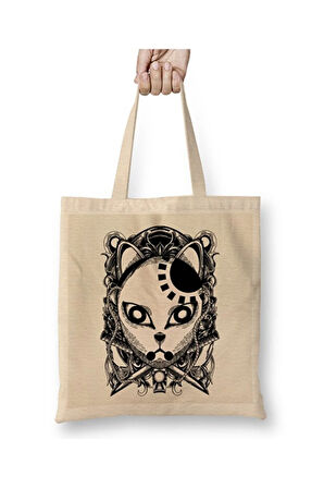 Tanjiro Kamado Engraving Demon Slayer Mask Dark Bez Çanta Uzun Saplı Alışveriş Çantası Plaj Çantası