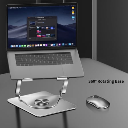 Laptop Standı Alüminyum Soğutmalı Mıknatıslı Harici Fanlı 360 Derece Döner Ayarlı Ergonomik Gaming Notebook ve MacBook Uyumlu Güçlü Soğutucu Stand Gümüş