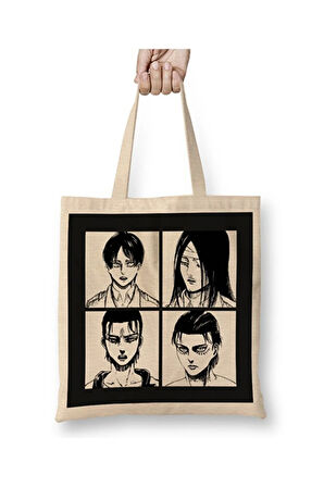Attack On Titan Eren Revolution Bez Çanta Bez Çanta Uzun Saplı Alışveriş Çantası Plaj Çantası