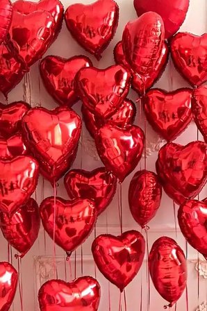 Kırmızı Kalp Folyo Balon Parlak 5 Adet 45cm