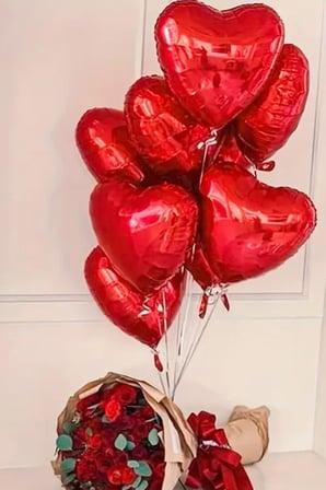 Kırmızı Kalp Folyo Balon Parlak 5 Adet 45cm