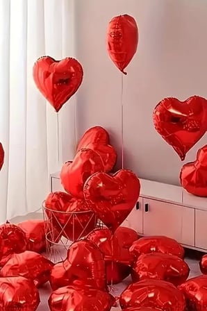 Kırmızı Kalp Folyo Balon Parlak 5 Adet 45cm