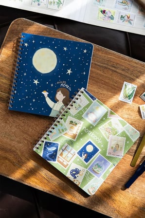 15x16 Spiralli Karton Kapak 2'li Çizgili Not Defter Seti - Ay