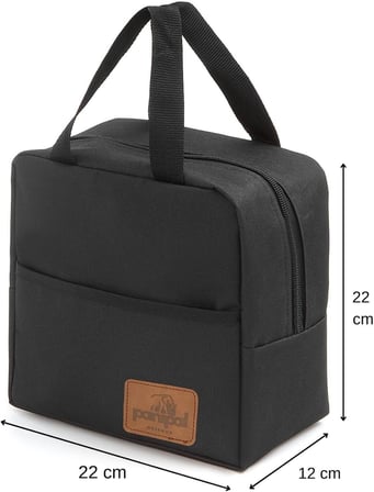 Outdoor Termal Kaplama Beslenme Çantası, 5.8 L, Siyah, Seyahat Kamp ve Piknik için, Sıcak/Soğuk Saklama Özellikli