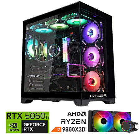 Xaser Lexus x530 Ryzen 7 9800X3D 32GB DDR5 Ram 2TB M.2 NVMe SSD 8GB RTX5060 Ti Sıvı Soğutmalı Oyuncu Bilgisayar