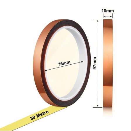 Kapton Bant 10mm x 30 Metre Yüksek Düşük Sıcaklık -73C 260C Termal Isıya Dayanıklı Güçlü Yalıtım Çizilmeye Yırtılmaya Dirençli Çözücülere Dirençli Polyimide Maskeleme Elektronik Tamir PCB SMT
