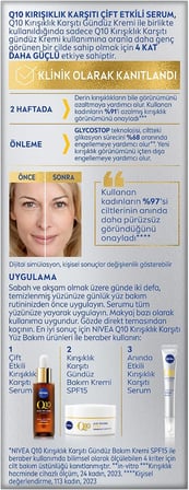 NIVEA Q10 Kırışıklık Karşıtı Çift Etkili Cilt Serumu 30 ml, Saf Q10, Şeker Sebepli Kırışıklık Önleyici