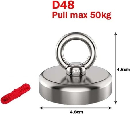 Dünya Magnet D48 Magnet Fishing 20Mt Halatlı Neodyum Pot Mıknatıs Seti