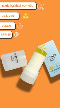 LYSHEE SPF50+ PA++++ Güneş Koruyucu Stick, Parfümsüz, Suya Dayanıklı, Vegan, Non-Komedojenik, Yüz ve Dudak için