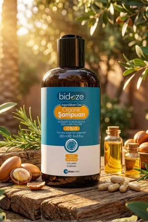 Bidoze Argan & Biotin Özlü Organik Şampuan 250 Ml. | Dökülme ve Kepek Karşıtı Onarıcı Bakım
