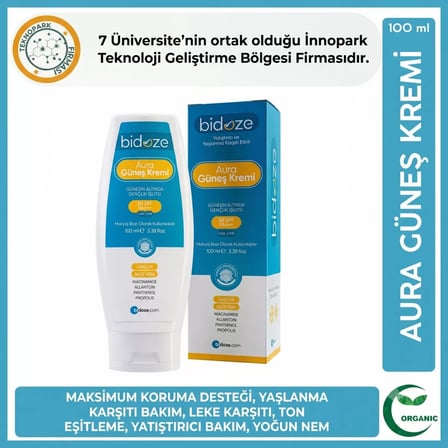 Bidoze Aura Yatıştırıcı & Anti Aging Etkili Güneş Kremi 100 ML | Leke Karşıtı ve Onarıcı Bakım