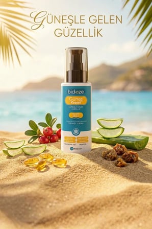 Bidoze Güneş Kremi 50+ SPF | Leke Karşıtı Onarıcı, Alpha-Arbutin Ginseng ve Kolajen