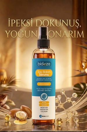 Bidoze Besleyici Onarıcı Yoğun Saç Bakım Serumu 250 ML | Argan Keratin Biotin Kolajen